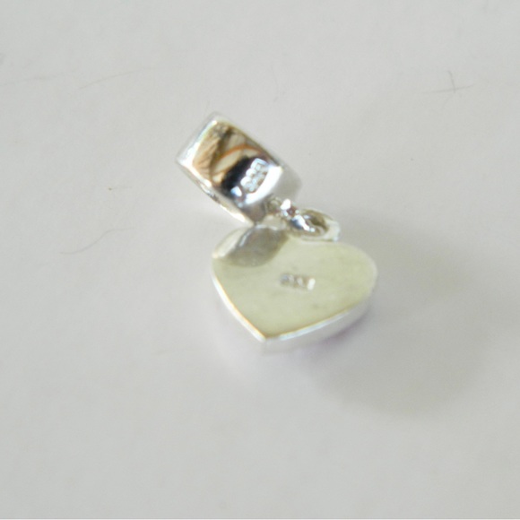 925 Sterling Silver Crystal Heart Dangle Charm - Picture 4 of 4